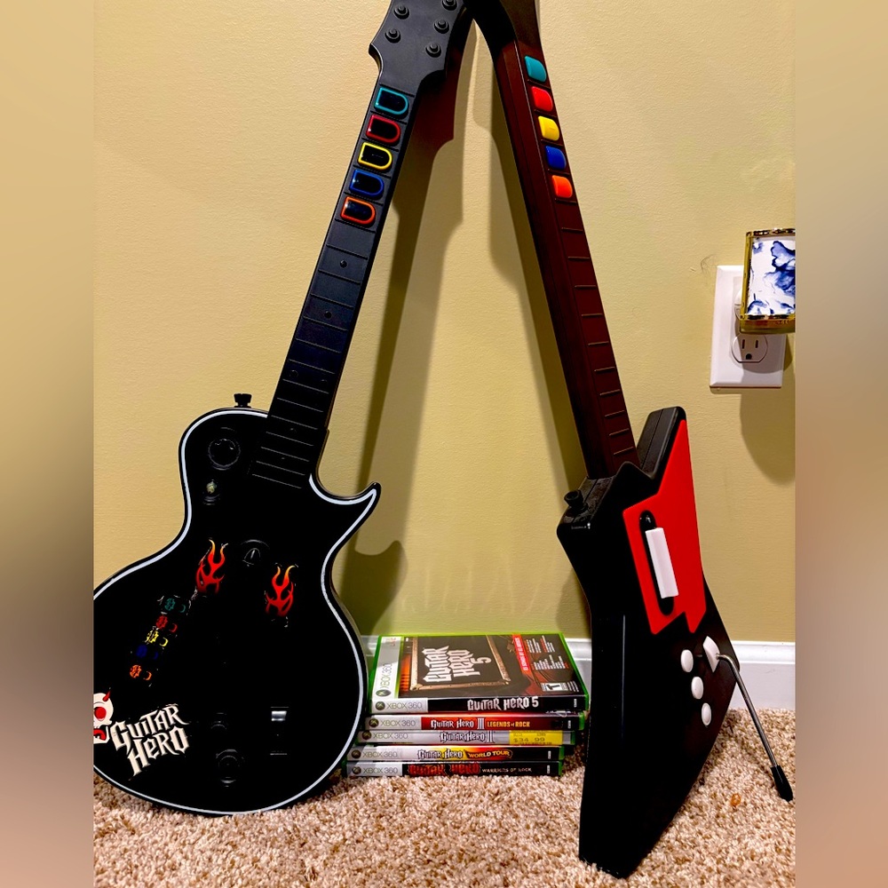 Guitar Hero guitars and games lot Xbox360